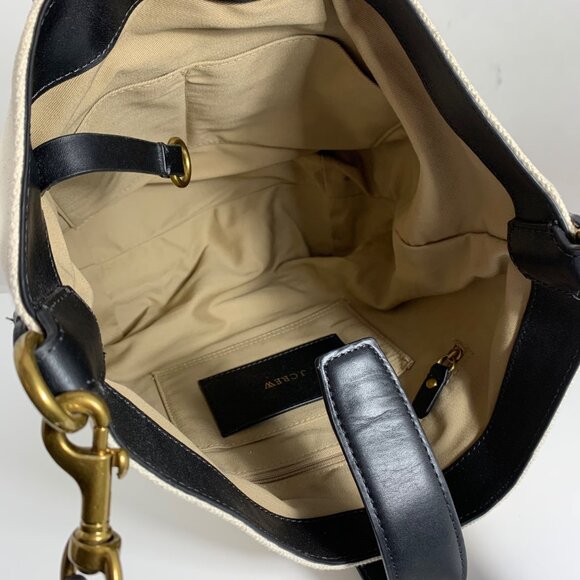 J.Crew Canvas Leather Crossbody Shoulder Bag Detachable Strap Brass Hardware EUC - Picture 5 of 8